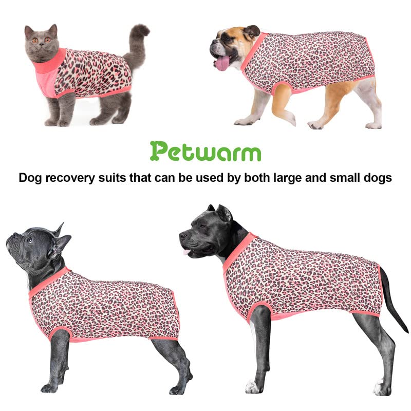 PetWarm Post-Spay & Neuter, Weaning, Prevents Licking After Surgery Onesie for Male & Female, Recovery Suit for Dogs with Sleeves, Dogs Cotton Protect Abdominal Dog Cat After Surgery Dog Onesie,Large Large Pink - PawsPlanet Australia