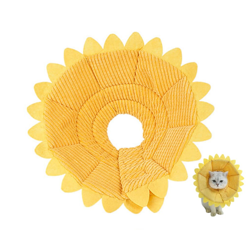 POPETPOP Soft Sunflower Recovery Collar 13.77In 0.17lb Washable Anti-Scratch Cone for Post-Surgery Wound Protection, Adjustable for Large Dogs (XL) XL