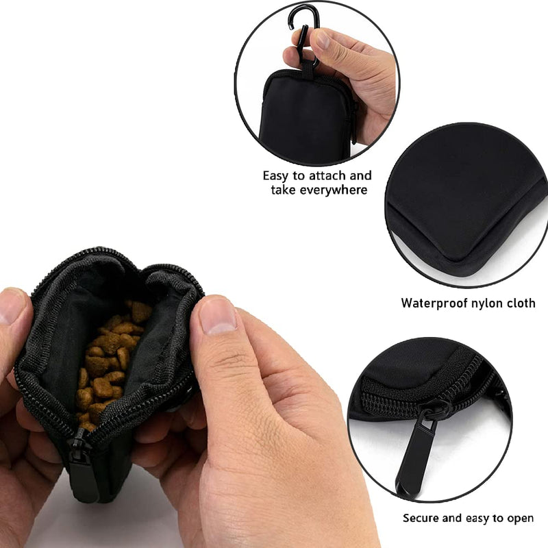 Waterproof Dog Treat Pouch, Dog Training Treat Pouch Built in Poop Bag Dispenser Adjustable Shoulder Bag (BLK) (BLK) BLK