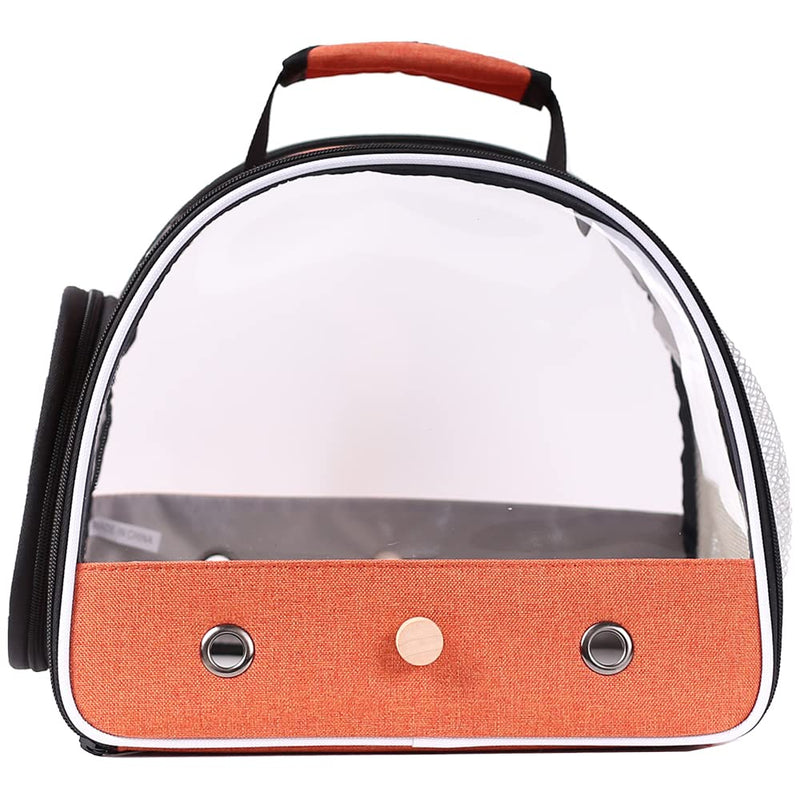 Small Bird Travel Carrier, Portable Bird Travel Outside Cage for Parakeet, Parrot, Budgie, Guinea Pig, Bearded Dragon Reptile Carrier for Hiking Vet Visit Bicycle Ride (Orange) Orange Clear Window - PawsPlanet Australia