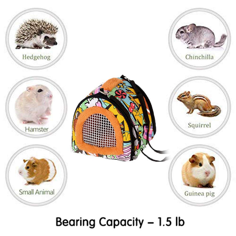 KAMEIOU Pet Small Animals Hedgehog Rat Small Guinea Pig Carrier Bag with Detachable Strap Double Zipper Travel Guinea Pig Rat Chinchillas Hamster Hedgehog Carriers Sling Handbag for Small Animals Cartoon B
