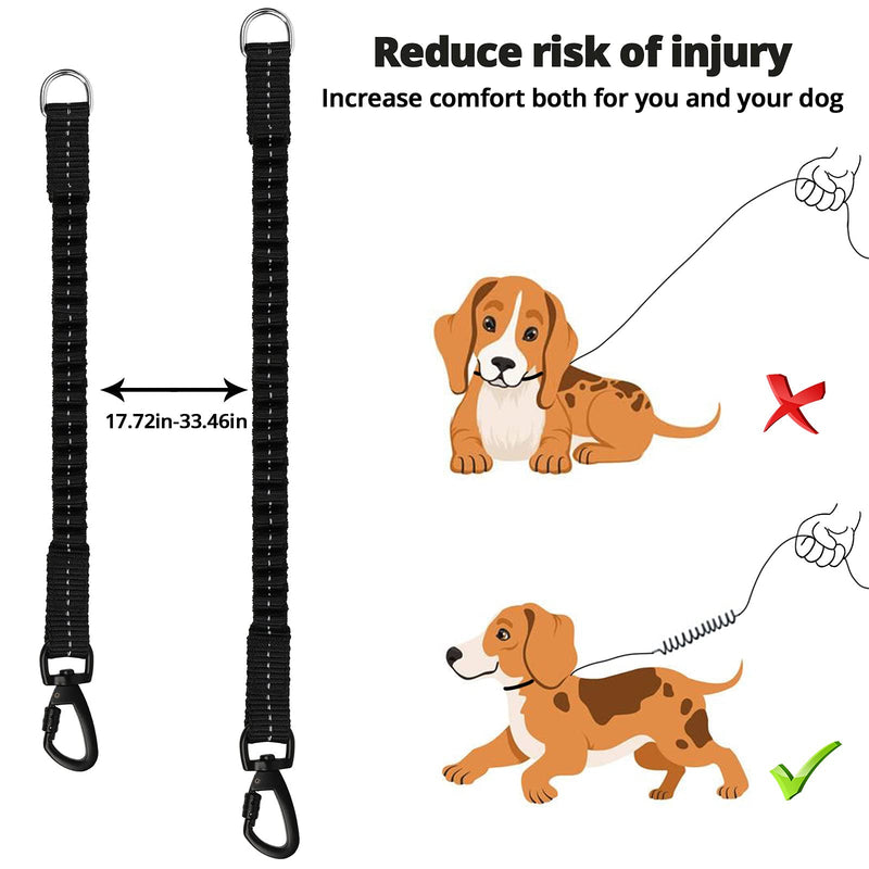 Long Dog Leash 10 FT: Heavy Duty Rope Leashes for Dogs Training with Swivel Lockable Hook Reflective Threads Bungee and Padded Handle - Dog Lead for Large Small Medium Dogs Outside Walking Hiking Black 10ft*1/3''