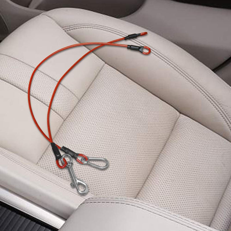 Sonku Dog Car Seat Belt Restraint, 2 Pcs Proof Steel Cable Safety Vehicle Belt Fit for Small,Medium,Large,and X-Large Dogs-Red - PawsPlanet Australia