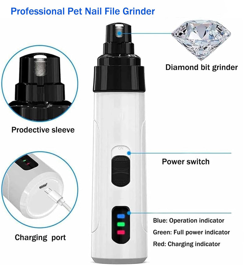 Silent Groom Pro Nail Grinder: Silent Groom Pro for Dogs and Cats, Pet Paws Grooming Smoothing Tool, USB Rechargeable Pet Nail Grinder with Replacement Grinding Heads - PawsPlanet Australia