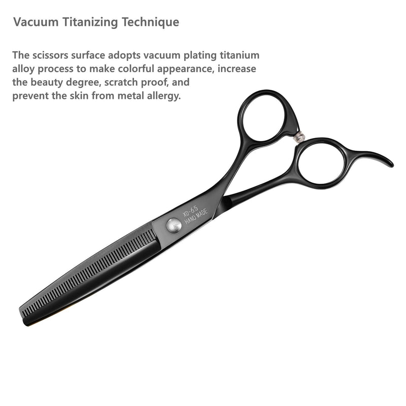 Purple Dragon 6.5" 55 Tooth Professional Pet Grooming Scissors - Dog Thinning/Blending Shears - Animal Hair Trimmer for Pet Groomer B-black - PawsPlanet Australia