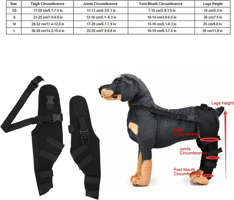 Zerodis Pet Dog Rear Leg Protector, Adjustable Knee Support Leg Support Dog Hock Brace Rear Leg Joint Wrap Protects for Dogs Recover Rear Legs (XS-Black) XS black