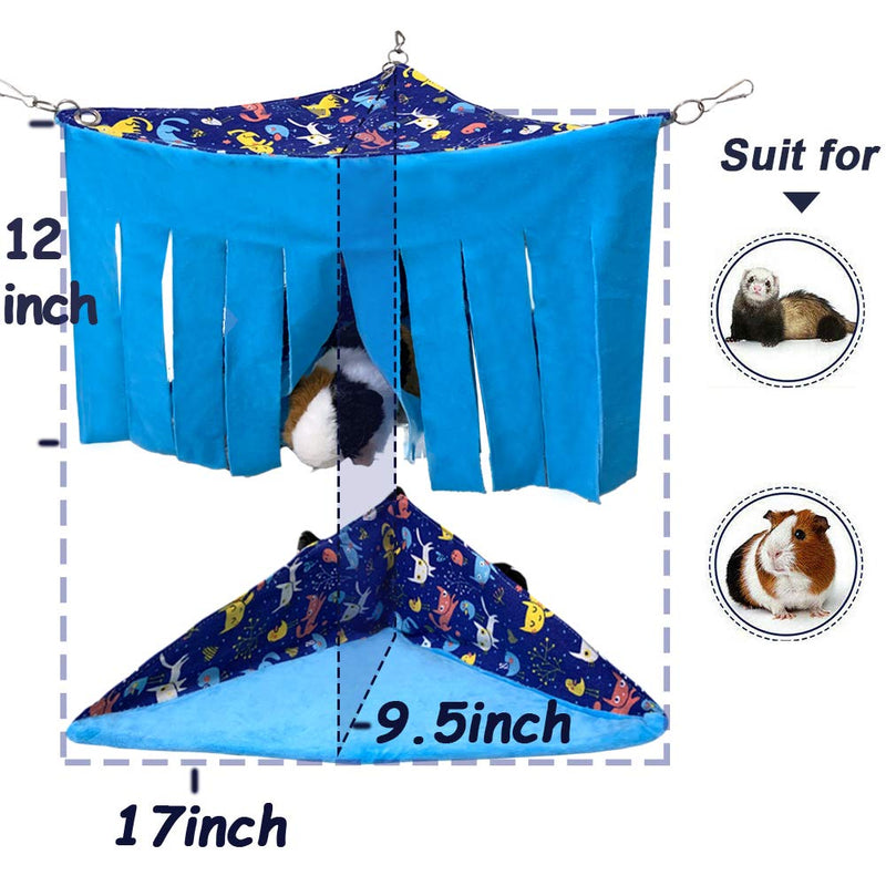 FULUE Guinea Pig Corner Hideout Hammock and Bed,Ferret Corner Hammock and Bed Cave Cozy for Guinea Pig Ferret Chinchilla Rats for Playpen C&C Cage Midwes Cage Blue - PawsPlanet Australia