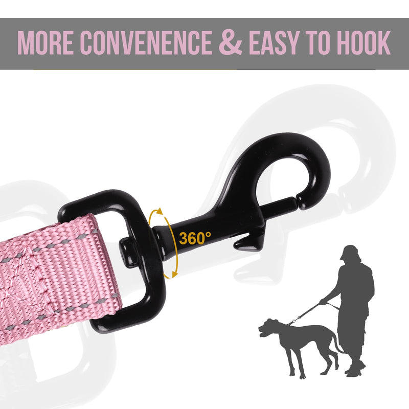 OneTigris Handled No-Pull Dog Walking Leash Long Traffic Leads for Medium to Large Dogs (Pink, 4FT) Pink - PawsPlanet Australia
