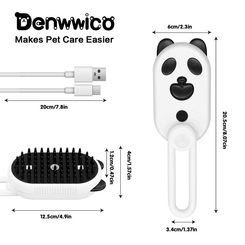 Cat Steam Brush for Shedding, 4 in 1 Water Cat Brushes for Indoor Cats Hair Brush with Spray & UV Light, Steam Brush for Cat & Dog for Massage Clean and Remove Fur-White White - PawsPlanet Australia