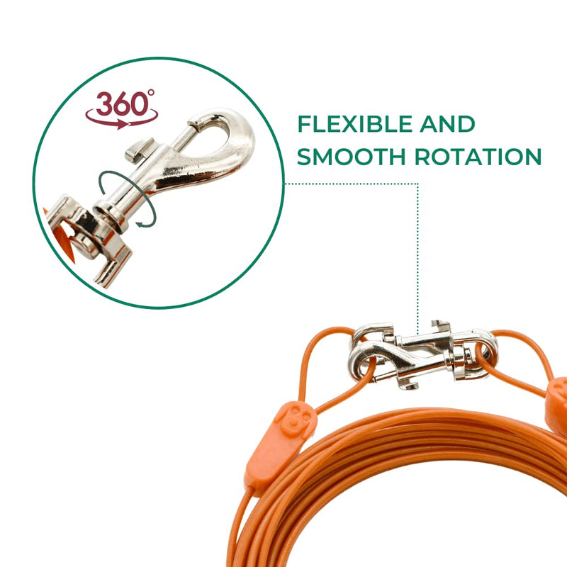 40FT Tie-Out Cables for Dogs - Strong, Safe, and Durable Dog Tie-Outs for Small Dogs up to 10 Pounds - Weather and Wear Resistant Galvanized Aircraft Cable for Outside Use 10 lb / 40 ft