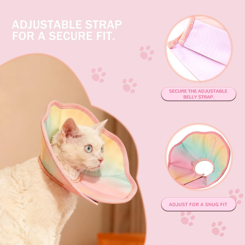 Adjustable Soft Cat Cone Collar - Waterproof Recovery Collar for Cats After Surgery, Lightweight Elizabethan Collar for Kittens, Small to Large Pink Gradient Color M(Neck: 22-26CM)