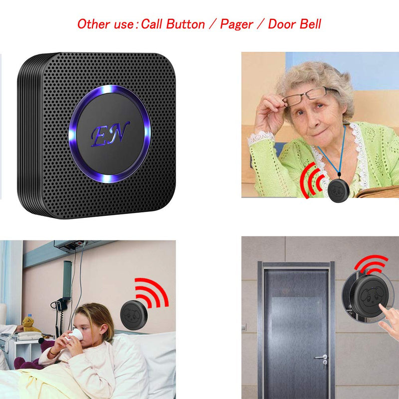 EverNary Dog Door Bell Wireless Doggie Doorbells for Potty Training with Warterproof Touch Button Dog Bells Included 1 Receiver and 3 Transmitters Black - PawsPlanet Australia