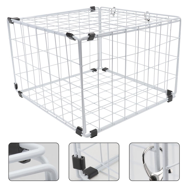 VANZACK 1pc Foldable Cat Cage for Pets Transparent Design Iron Carrier for Cats Under for Bathing and Travel Practical Pet Supplies 30x30cm White - PawsPlanet Australia