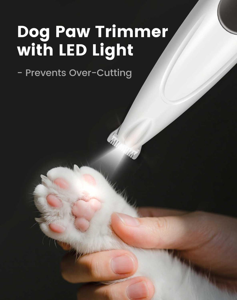 2 in 1 Dog Nail Grinder Quiet and Dog Paw Trimmer, Powerful Painless Electric Dog Nail Trimmers for Large Medium Small Dogs, Rechargeable Cordless Dog Hair Clippers for Paws, Ears, Eyes, Rump White - PawsPlanet Australia