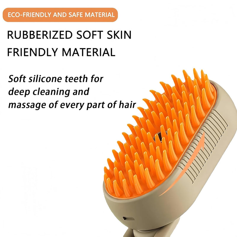 4 in 1 Cat Steam Brush,cat brushes for indoor cats,Rechargeable Steam Cat with Steam,Anti-Static Steam Pet Brushes for Dogs Cats(Khaki) - PawsPlanet Australia