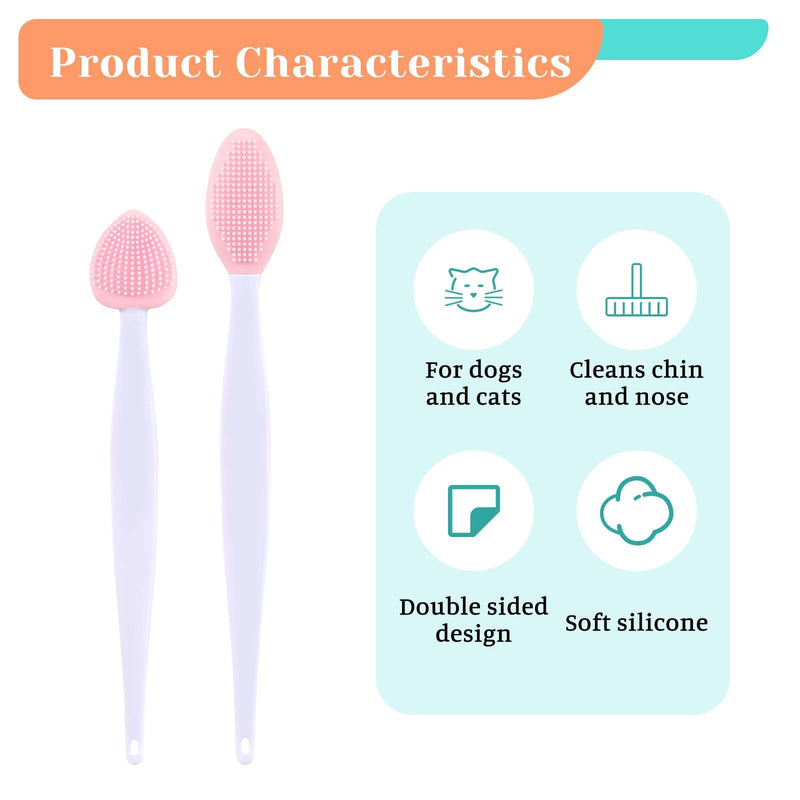 4Pcs Cat Acne Chin Treatment, Cat Acne Brush Set, Black Seed Exfoliating Brush, Dual Sided Silicone Cat Brush, for Cats Chin Acne and Blackhead Exfoliation Pink - PawsPlanet Australia