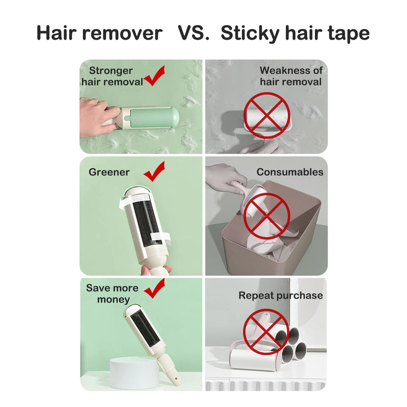 Pet Hair Remover Reusable pet Hair Remover Dog and cat Hair Remover for Sofas, Furniture, Carpets, car Seats with self-Cleaning Base Upgraded Animal Hair Remover Tool (White Green) - PawsPlanet Australia