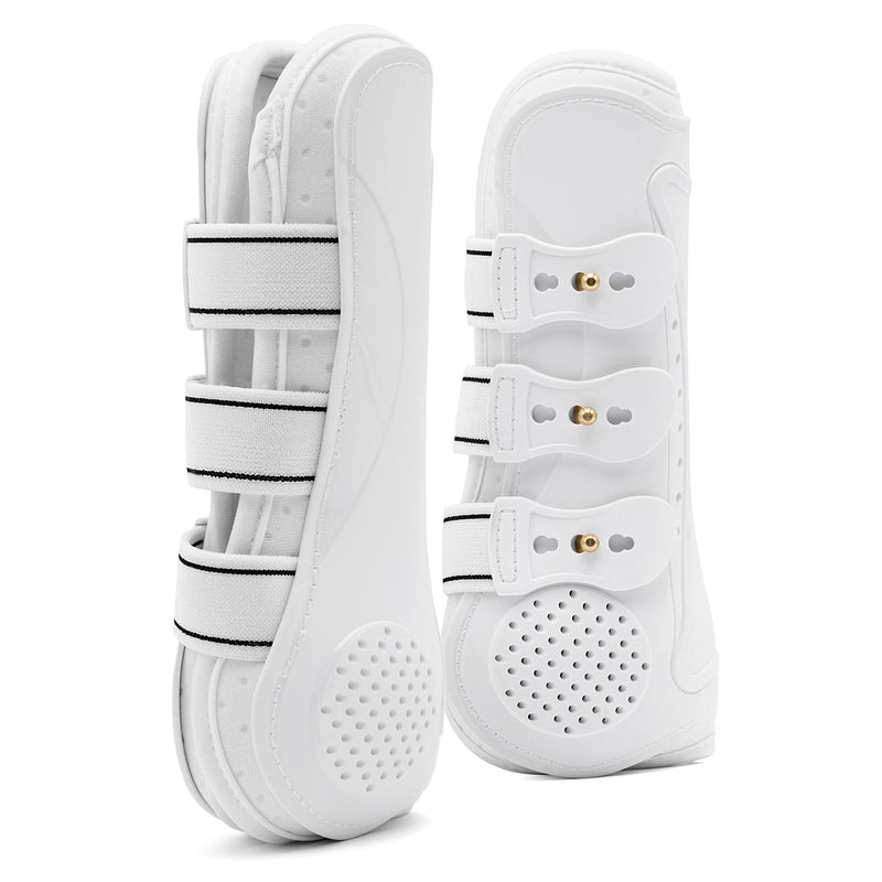Jeffers Uniquely English Open Front Tendon Boots for Horses, Pair – Ventilated Neoprene Horse Leg Protection for Tendons & High Impact Support, Jumping & Competition Riding Boots for Horses White Large