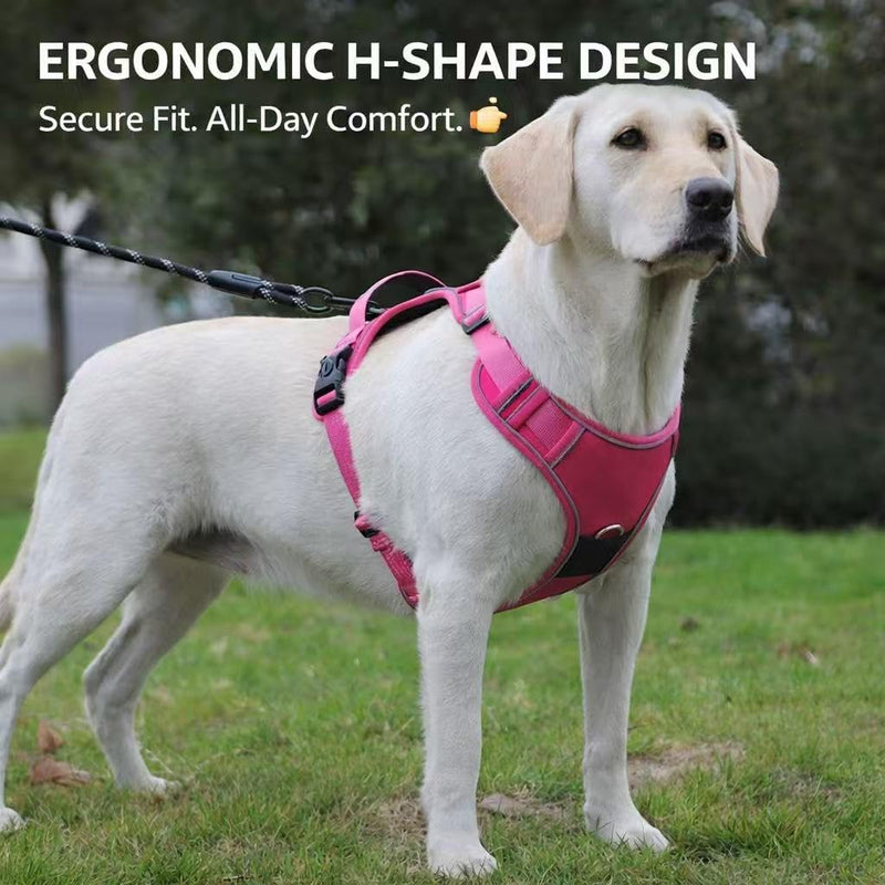 No Pull Dog Harness with Built-in Hidden AirTag Holder, Reflective Adjustable Vest for Medium & Large Dogs (Khaki, Medium) Khaki - PawsPlanet Australia