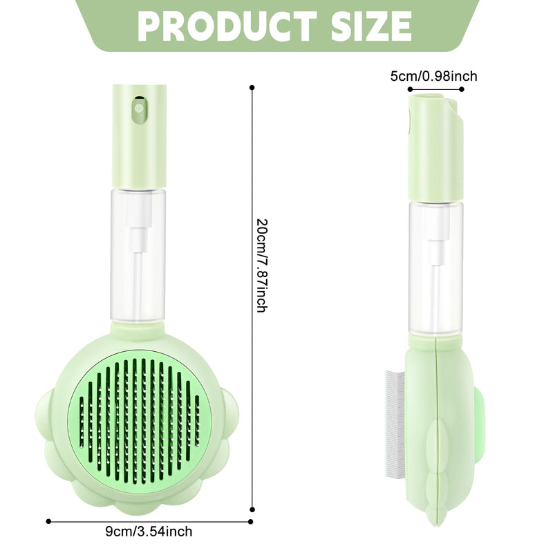 Cat Hair Brush for Shedding, 3-in-1 Pet Spray Hair Removal Comb with Visual Spray & Release Button, Waterproof Dog Grooming Brush for Furry Pet (Green) Green - PawsPlanet Australia