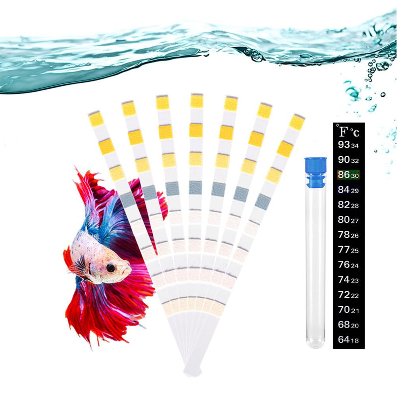 DaToo 8 in 1 Aquarium Test Kit Fish Tank Test Strips Accurate Water Quality Testing Strips for Ammonia PH Total Alkalinity Carbonate Hardness Free Chlorine Nitrate Nitrite Temperature (100 Strips)