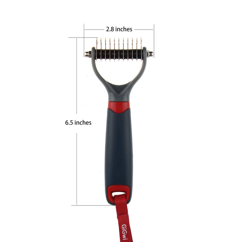 GiGwi Dog Rake for Grooming- 2 Sided Undercoat Pet Grooming Tools-Dog Rakes for Safe and Gentle Shedding and Removing Mats/Duall Head Dematting Comb Brush 11 Teeth for Dogs Cats Kitty and other Pets S ?11 teeth)