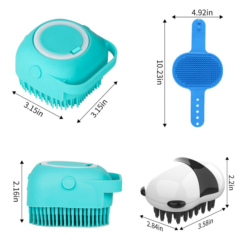 Comotech 3-in-1 Dog Grooming Brush | Adjustable Handle Shampoo Brush & Scrubber for Short & Long Haired Dogs & Cats (Blue Blue White) Blue Blue White - PawsPlanet Australia