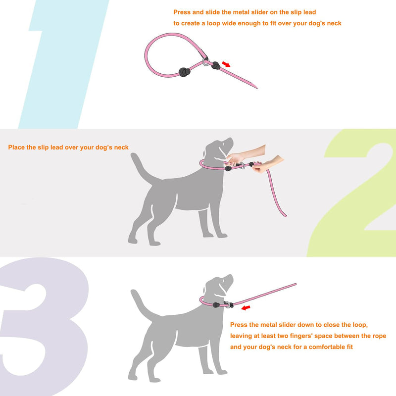Slip Lead Dog Leash 5 Ft No Pull Reflective Nylon Dog Rope Training Leash with Padded Handle for Puppy Small Medium Dogs(Purple) Purple - PawsPlanet Australia