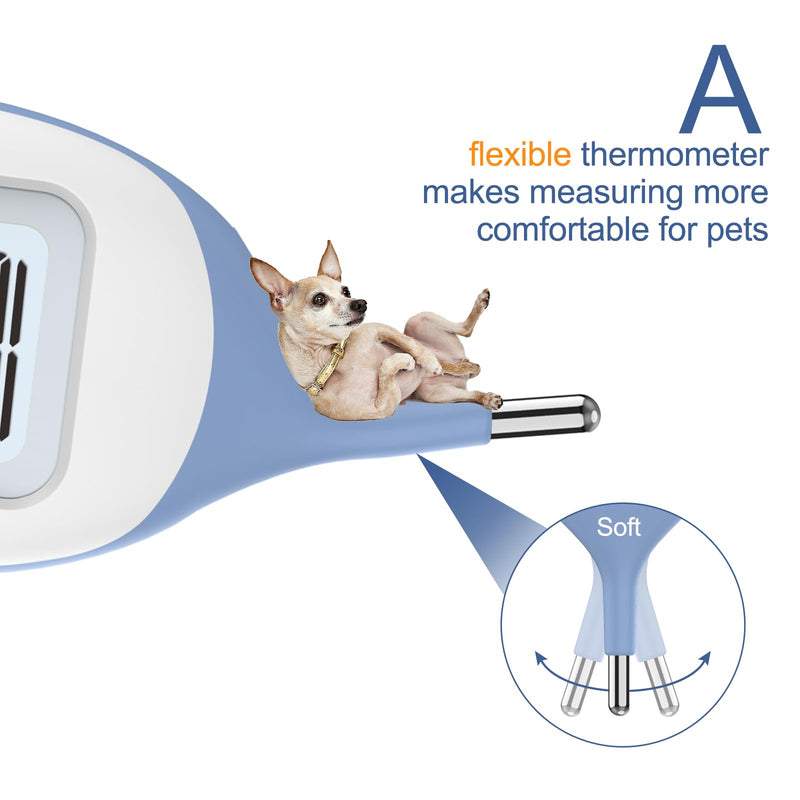 Pet Thermometer, Friendly Short Probe,Comfort Flexible,10-Sec Reading, Rectal Thermometer for Dogs Cats,30 Probe Covers Include - PawsPlanet Australia