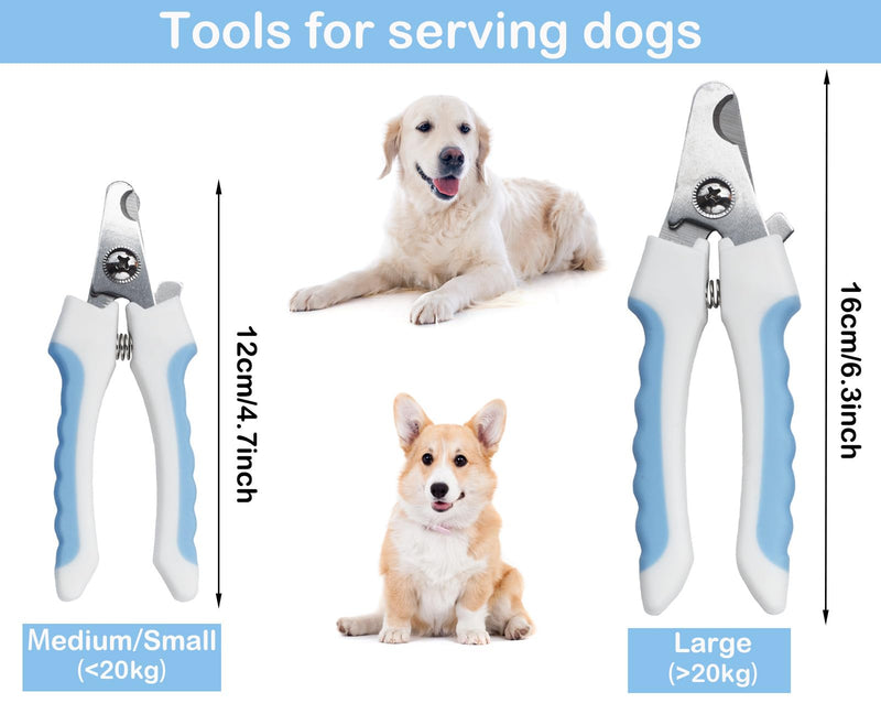 5Pcs Dogs and Cats Grooming Nail Clippers Kit Pet Claws Nail Clipper Trimmers, with Protective Guard Lock to Avoid Over Cutting, Professional Trimmers for Large and Small Cat and Dog (Blue) Blue - PawsPlanet Australia