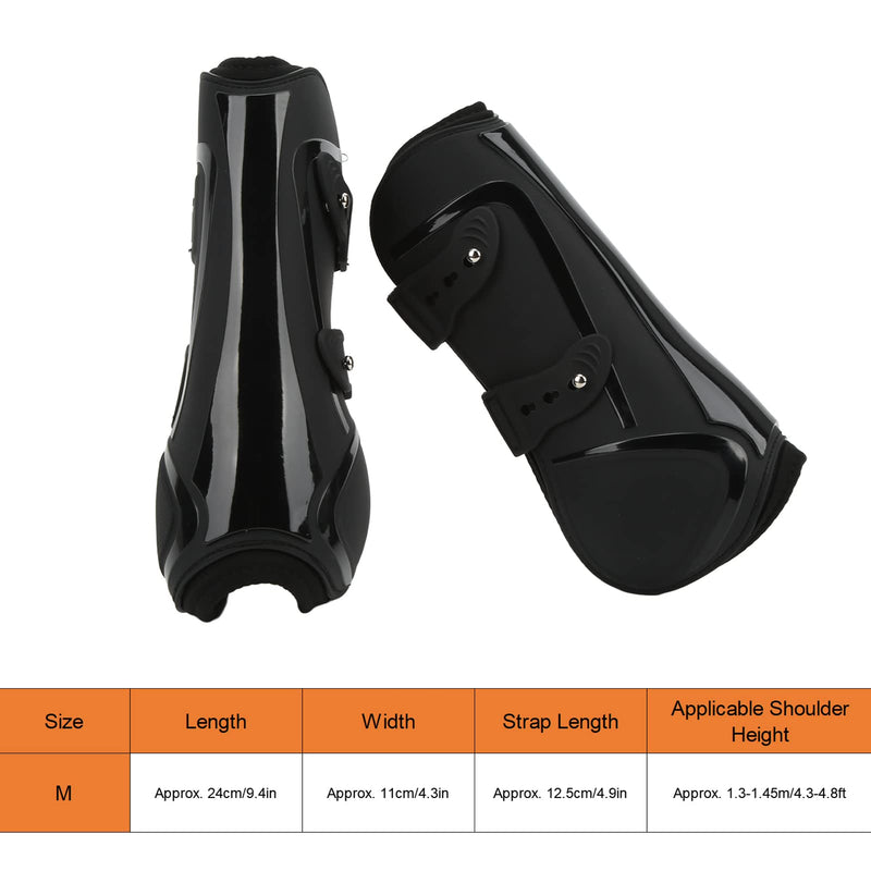 Ymiko Horse Shoes, Horse Boots PU Shell Elastic Neoprene Secure Horse Leg Guard Open Front Boots Splint Boots for Horses for Jumping, Trail Riding, and Turnout black front legs Medium 4.75L