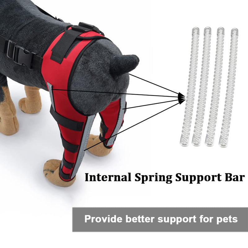 Dog Knee Brace Adjustable Dog Double Rear Leg Brace with Metal Hinged Flexible Support and Reflective Seat Belts Dog Acl Brace Hind Leg Red (S) S - PawsPlanet Australia