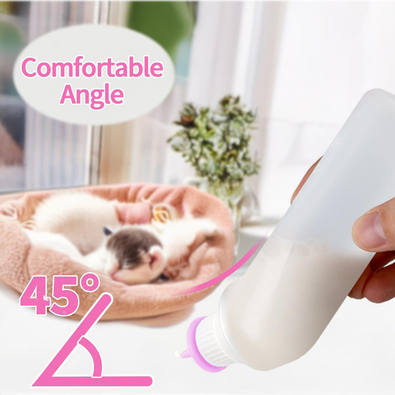 5Pack Kitten Bottle for Nursing Puppy Milk Kitten Bottles Feeding Kit Silicone Nipple for Newborn Pets Kittens, Puppy,Squirrel (Pink) - PawsPlanet Australia