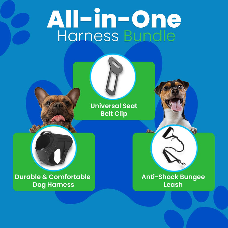 Adjustable Tactical Dog Harness & Leash Set - No-Pull MOLLE Vest with Handle, Front Leash Clip, Hook & Patch - Perfect for Small to Large Dogs (L: Neck 18"-24", Chest 28"-35"), Olive Black L (Neck:18"-24" ; Chest:28"-35") - PawsPlanet Australia