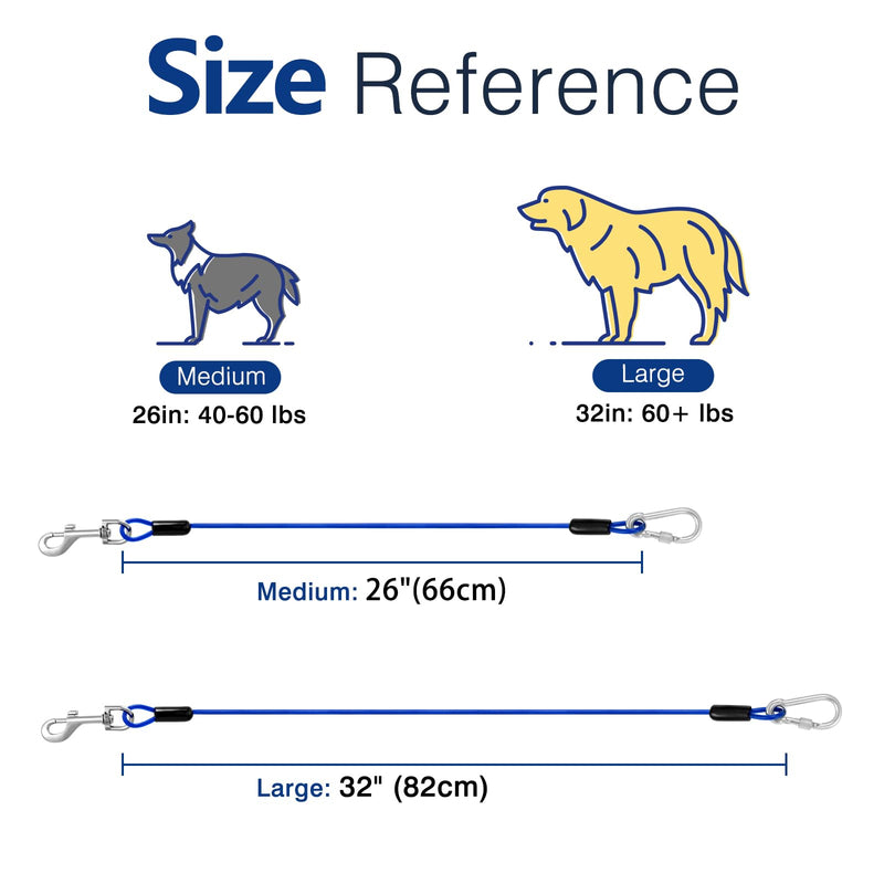 Pawaboo DogSeatbelt, Chew-Proof Leash Extender, Coated Steel Rope Restraint Car Safety Seat Belt Clip Strap, 360° Rotation Hook Heavy Duty Carabiner Steel Cable, 26 Inch, 2 Pack, Black + Blue - PawsPlanet Australia