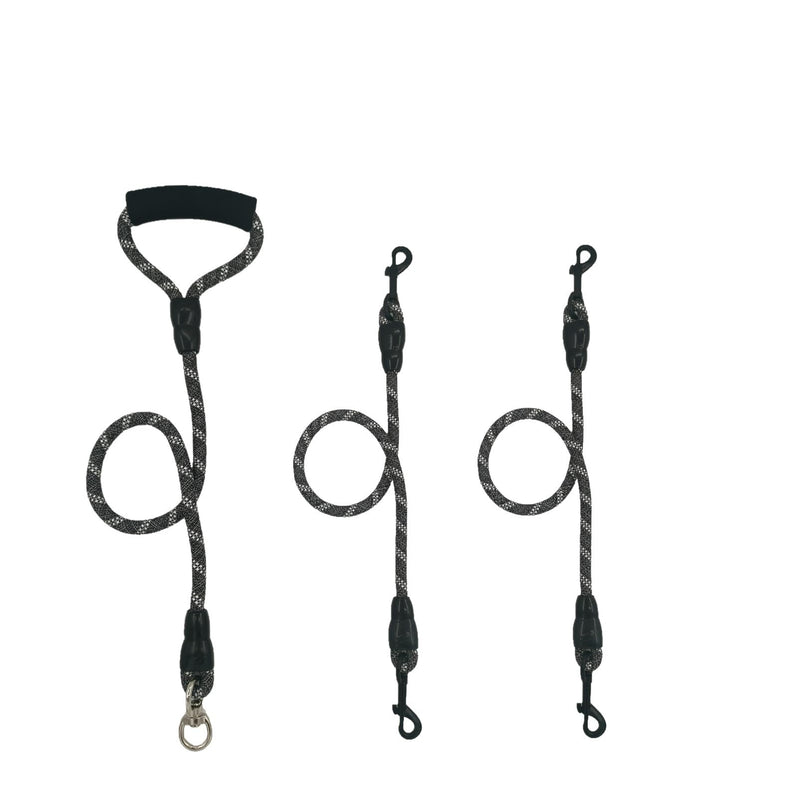 Heavy Two Way Dog Leash,2 Dog Leash Reflective,Detachable 360° Swivel No Tangle,with Soft Padded Handle, for Walking and Training Two Small Medium Large Dog Walking (S/8-45 ibs) S/8-45 ibs Black - PawsPlanet Australia
