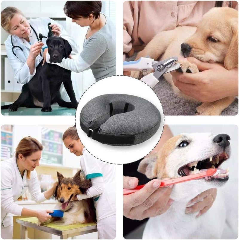 MIDOG Dog Cone Collar, Inflatable Dog Neck Donut Collar Alternative After Surgery, Soft Protective Recovery Cone for Small Medium Large Dogs and Cats Puppies - Alternative E Collar (Gray, XL) Grey X-Large(Neck:18"-24") - PawsPlanet Australia