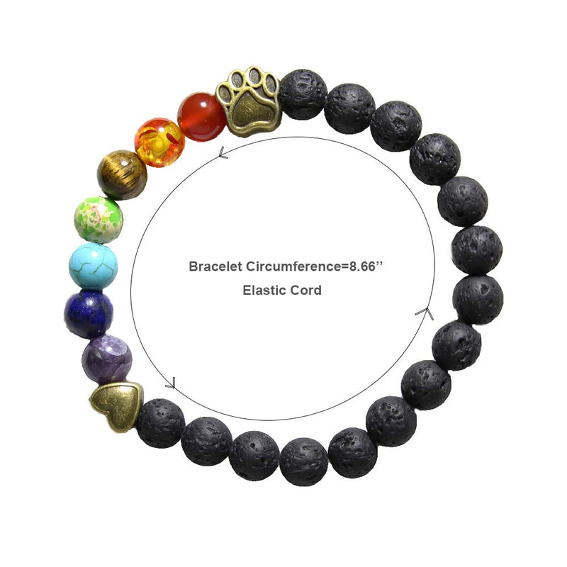 Rainbow Bridge Pet Memorial Gift Lava Bead Bracelet in Memory of Dogs Cats - PawsPlanet Australia