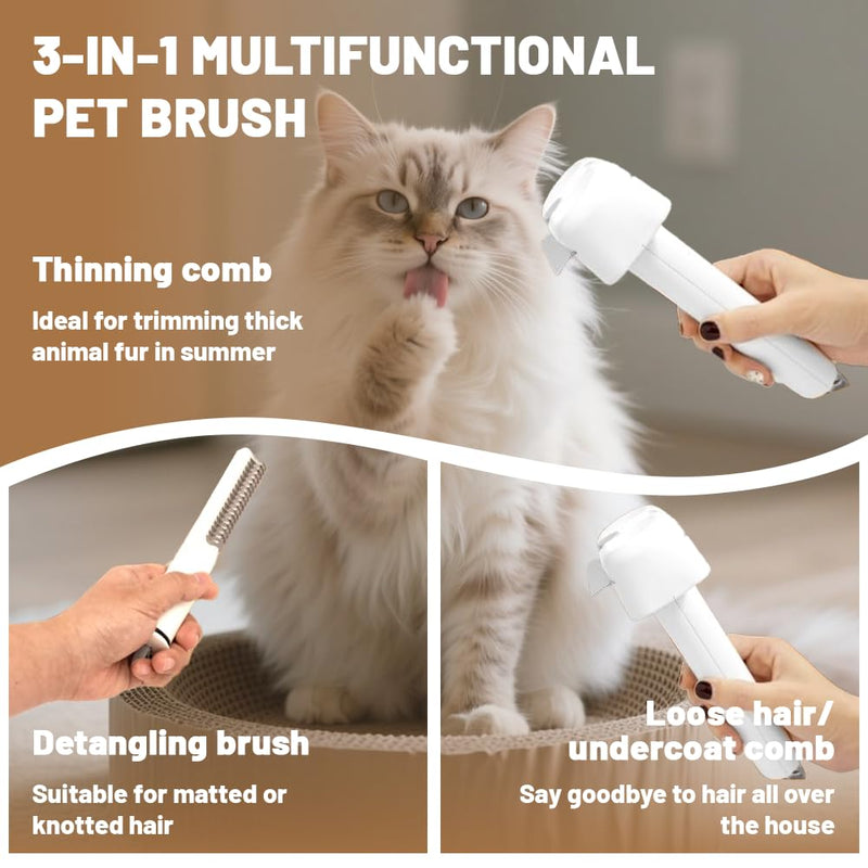 3 in 1 Cat Brush Dog Brush, Multifunctional Cat Comb Removes Loose Hair/Undercoat/Mats, for Long Hair, Short Hair, Density, Curly, Fine Pet Fur - PawsPlanet Australia