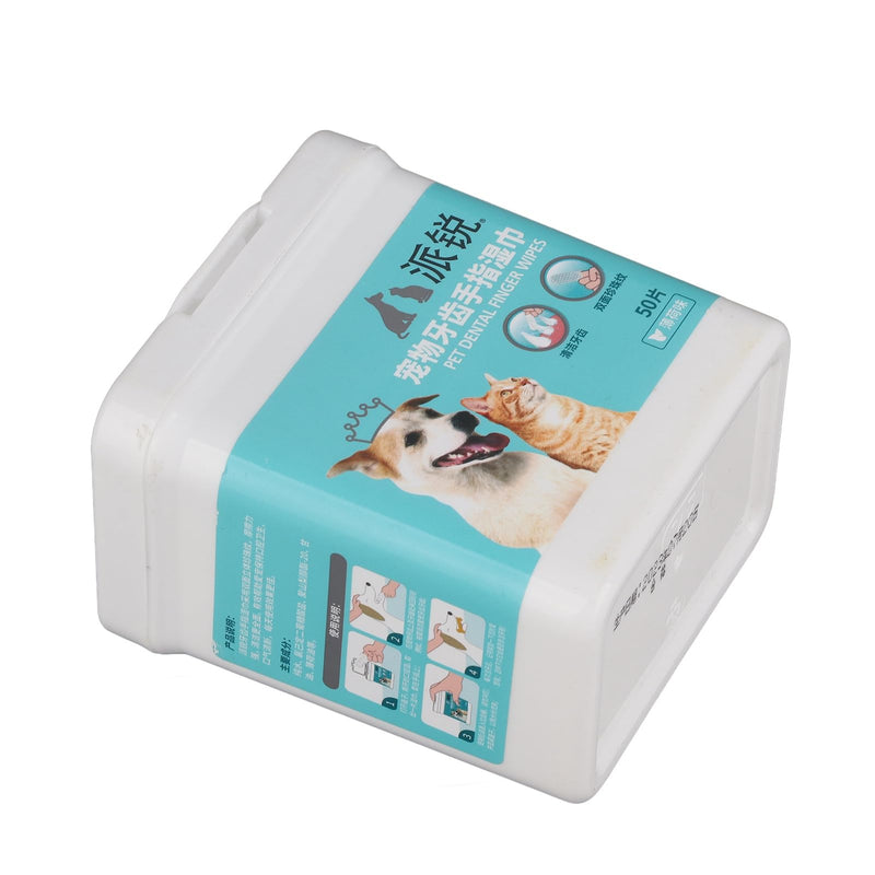 Alomejor 50 Pieces Dog Dental Cleaning Finger Wipes, Alcohol-Free, Disposable Wipes for Pet Dental Care, Oral Hygiene, Non-Irritant