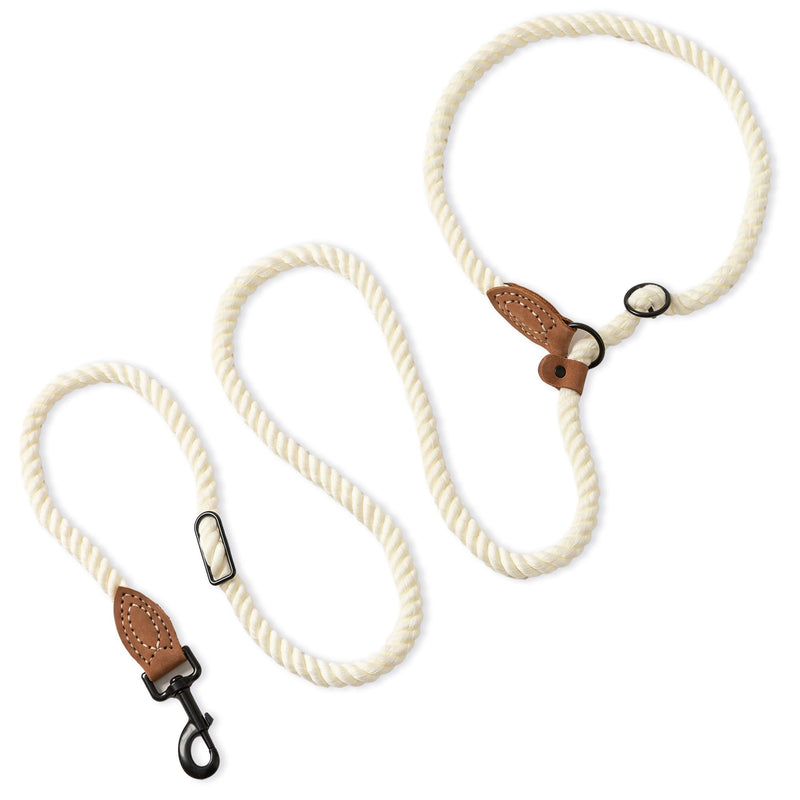 Mile High Life Hands Free Dog Leash, Crossbody Waist Leash with Genuine Leather Connection, Multifunctional Adjustable Slip Lead for Dog Walking Running (Cream, 7FT) Cream 7FT Hands Free - PawsPlanet Australia
