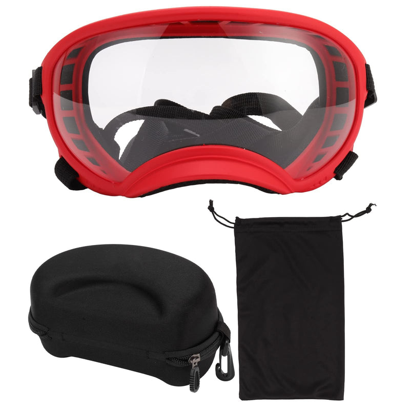 VBESTLIFE Dog Goggles, Windproof Ultraviolet Proof Dustproof Strap Dog Sunglasses for Large Breed Red Frame and Transparent Goggles