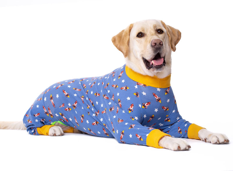 Large Dog Clothes, Elastic Pet Onesie Clothes Protect Joints Anti-hair Anti Licking, Wound Protection Pet Pajamas Jumpsuit For Medium Large Dogs (6XL,Blue Rocket) 6XL Blue Rocket