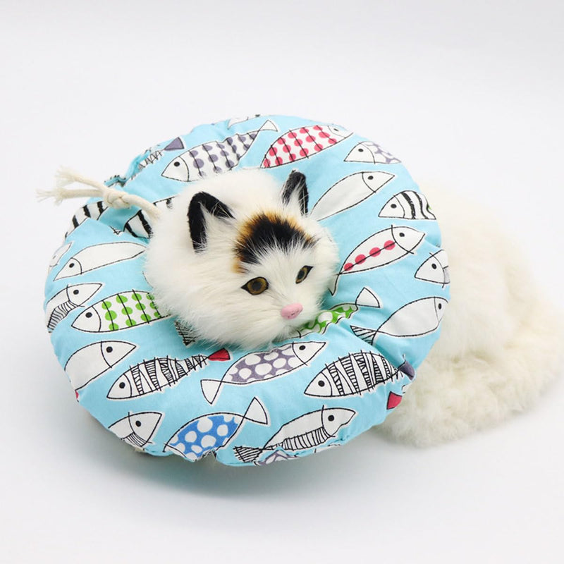 PRETYZOOM Soft Cat Collar with Fish Pattern, Anti-Lick and Anti-Scratch Protective Collar Made of PP Cotton, Lightweight and Fashionable, for Sterilization and Recovery of Pets