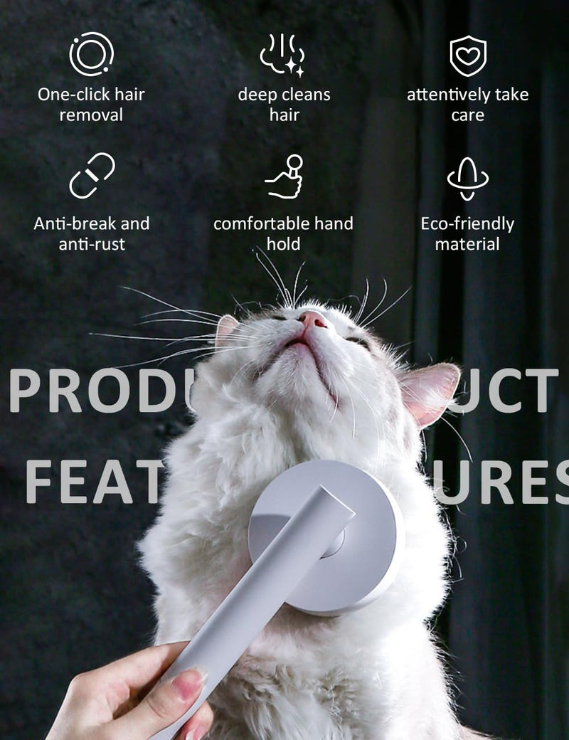 Cat Brush Dog Brush with Release Button,Brush for Shedding for Long Short Haired Cats Dogs,Cat Brushes for Indoor Cats Shedding,Pet Supplies Hair Remover Tool,Brush Grooming Kit (white) white - PawsPlanet Australia