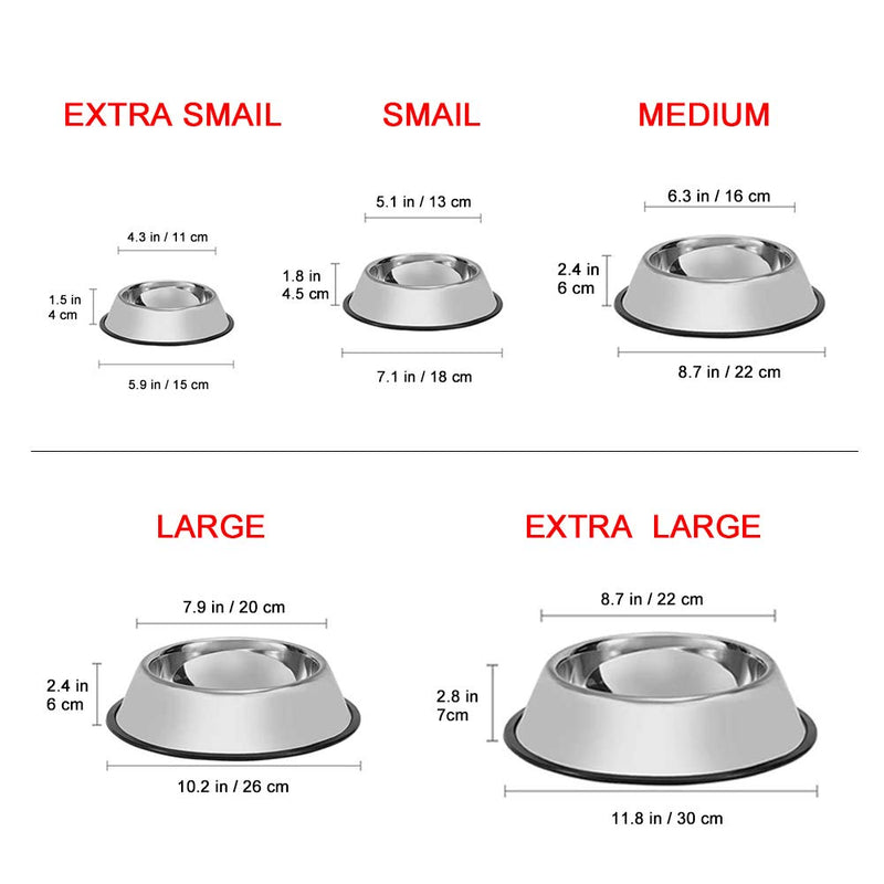 WEDAWN Stainless Steel Dog Bowls,Dog Dishes 8oz 16oz 26oz 40oz, Cat Bowl Water and Food with Rubber Base for Small/Medium/Large Dogs, Cats, Puppy Rabbit and Kitten 6 Cup/40 oz Silver/2Pack - PawsPlanet Australia