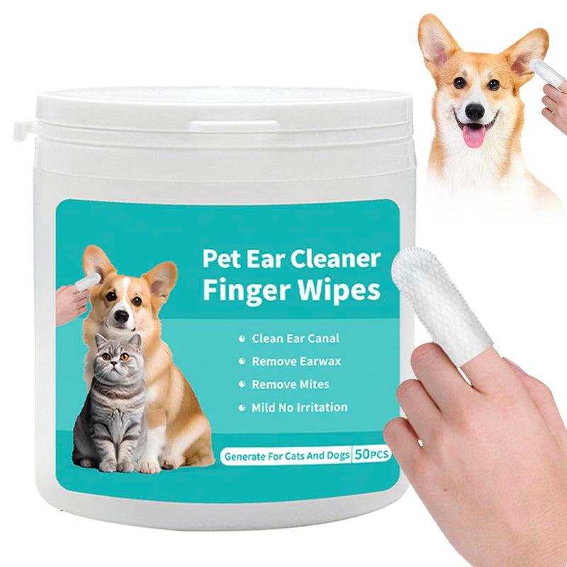 Dog Ear Wipes Finger Shape Dog Ear Cleaner, Dog Enjoyable Ear Cleaner Tool for Dogs Cats Puppy Rabbits Small Animals, White