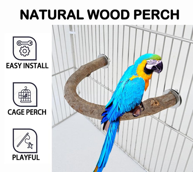2Pcs 6.2inch Parrot Bird Natural Wood Stand Perch Swing U Shape Stick Bird Perches Bird Cage Toy for for Small to Regular Size Birds brown 2X6.2inch - PawsPlanet Australia