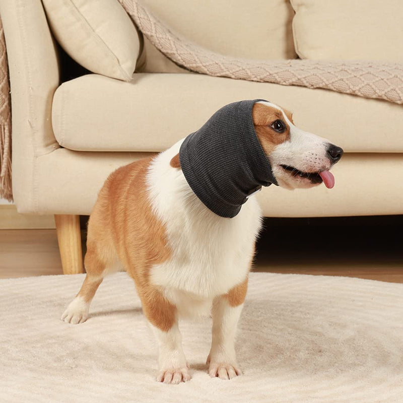 Quiet Ears for Dogs, Cat Dog Hat for Noise Block Ear Protection and Recovery, Dogs No Flap Ear Wraps for Anxiety Relief, Calming, Grooming, Neck Ear Warmer(L, Gray) Large - PawsPlanet Australia