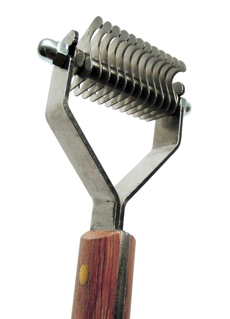 Mars Coat King Dematting Undercoat Grooming Rake Stripper Tool for Dogs and Cats, Stainless Steel with Wooden Handle for Thick Coats, 12-Blade Stripper for Groomers, Pet Owners Small/Medium Dog